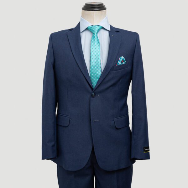 traje azul estructura labrada marca emporium slim 148291 AZUL 1